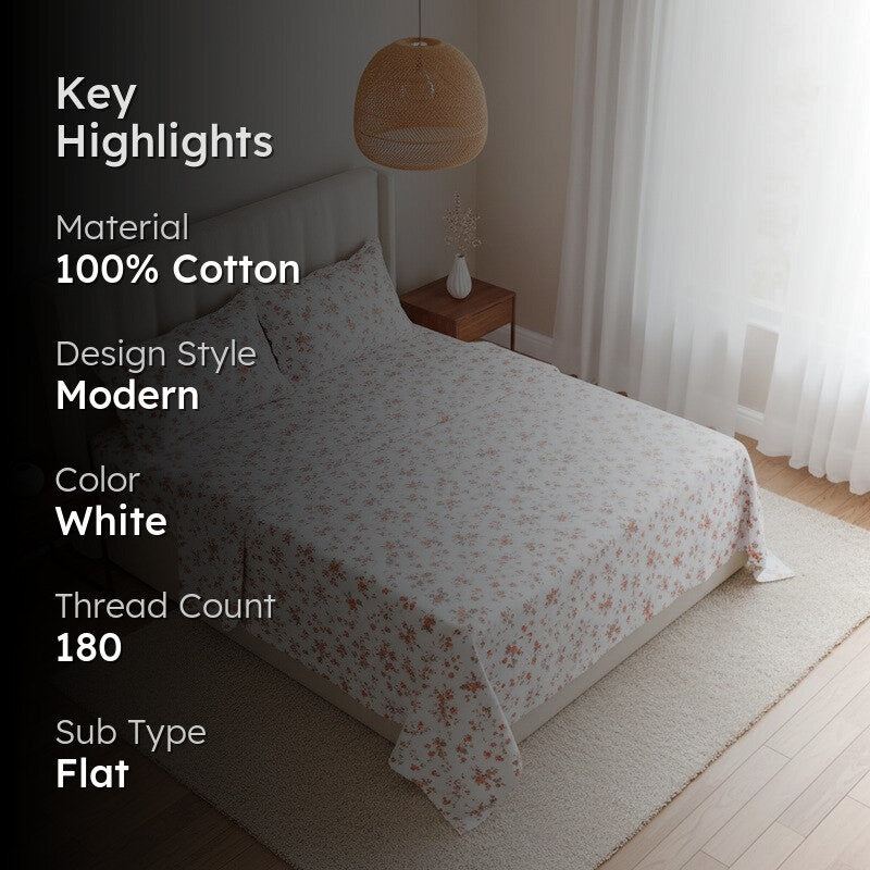 Enchanted Charms Cotton Bedsheet (Brown) - 180 TC media 2