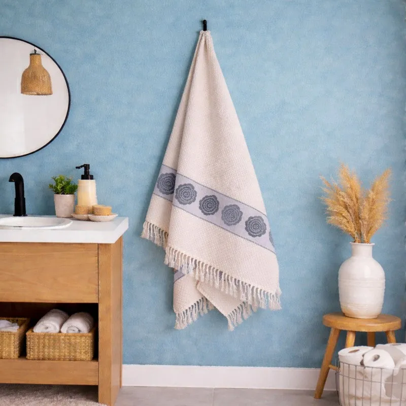 Rosette Cotton Bath Towel (Navy) - Set Of Two media 3