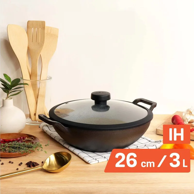 Meyer Valerio Cast Iron Kadhai with Lid - 3000 mL media 5