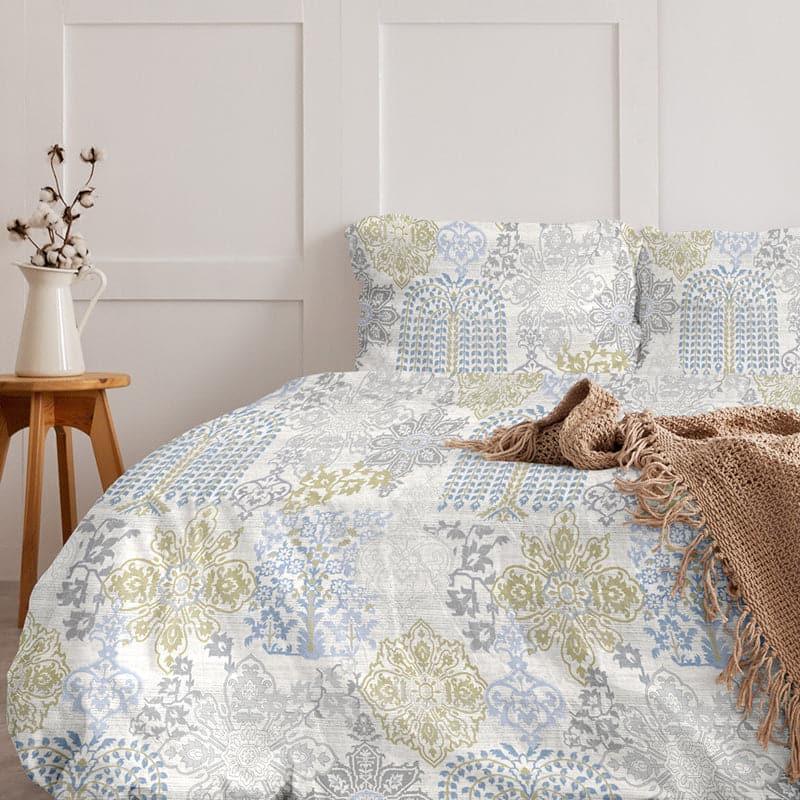 Duna Boheme Floral Cotton Bedsheet (Pastel Blue) - 254 TC media 3