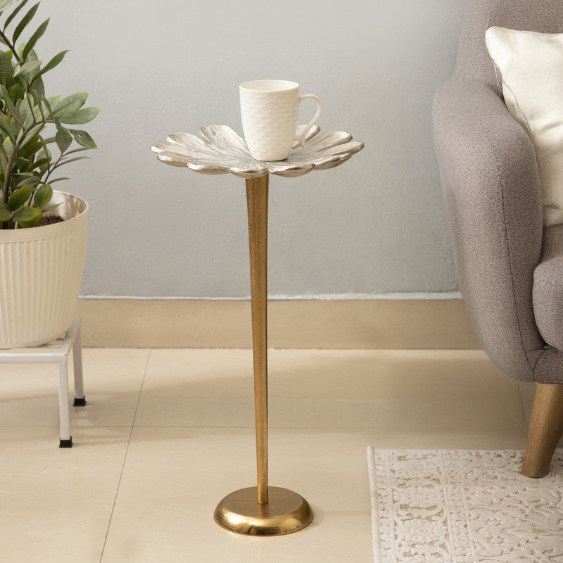 Petal Edge Aluminum Side Table - Gold