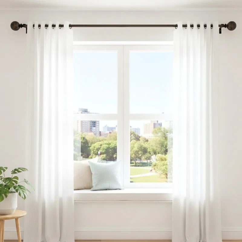 Orbette Extendable 1" Single Curtain Rod With Round Finial & Brackets media 4