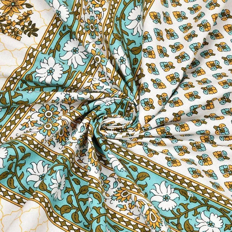 Prerna Ethnic Printed Cotton Bedsheet (Green) - 140 TC media 5