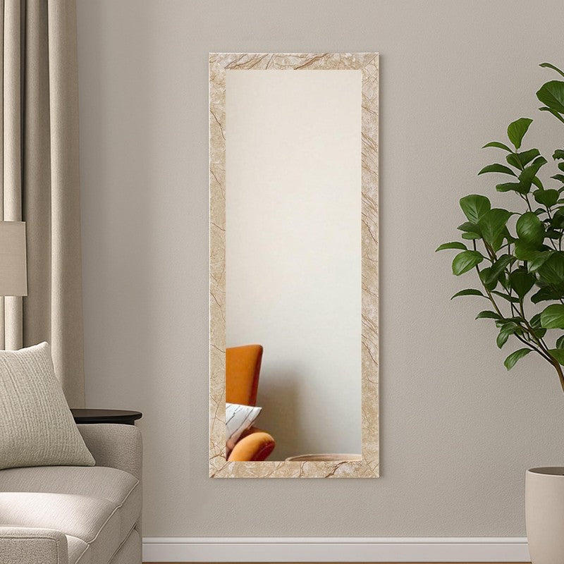 Earthy Glass Wall Mirror With Wooden Frame