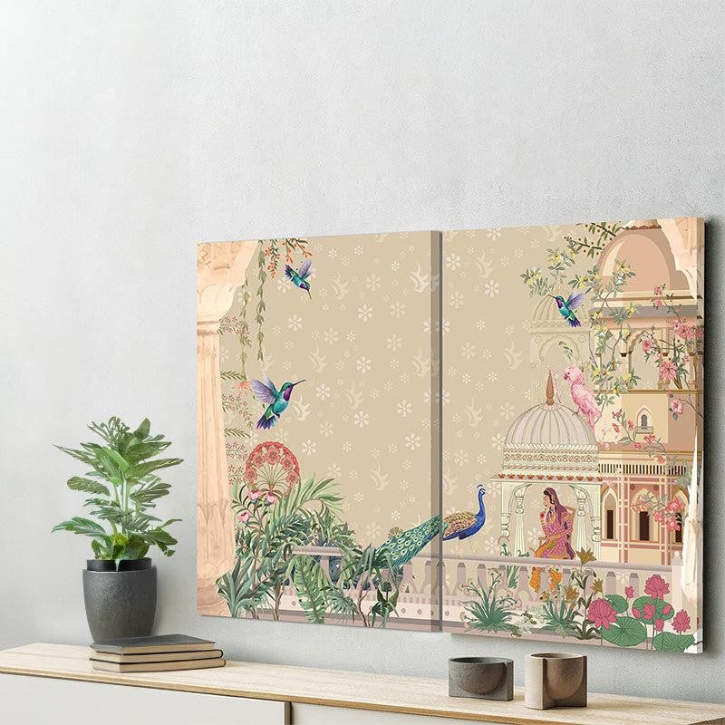 Royal Reverence Canvas Wall Painting - Set Of Two