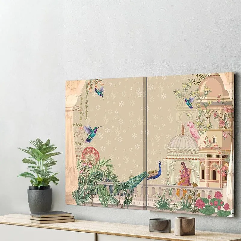 Royal Reverence Canvas Wall Painting - Set Of Two media 1
