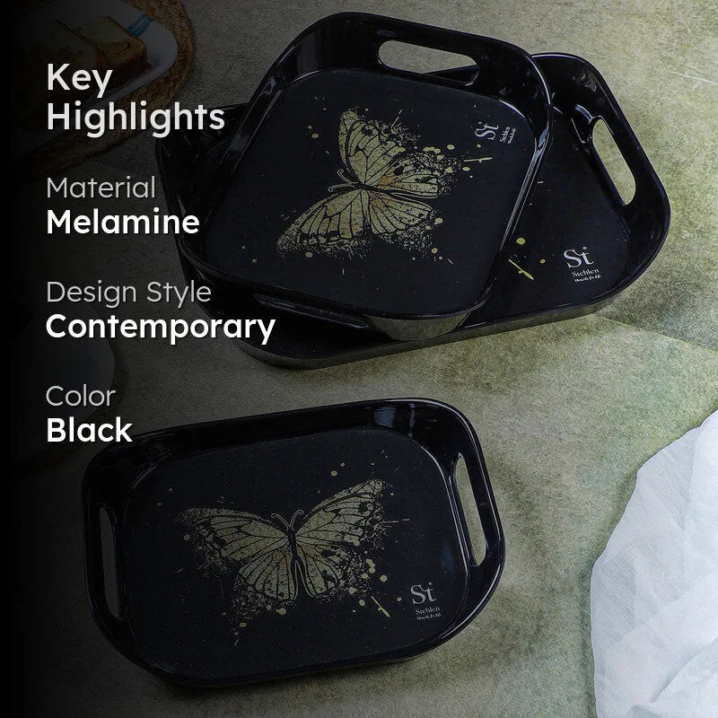Papilon Shimmer Melamine Serving Tray - Set Of Three media 2