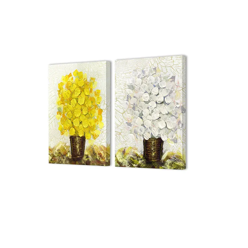Blossom Bunch Canvas Wall Painting - Set Of Two media 4