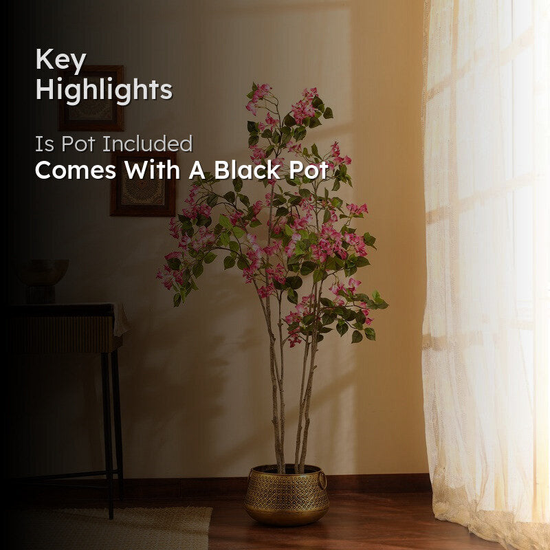 Artificial Bougainvillea Plant With Black Plastic Pot - 5 ft media 2