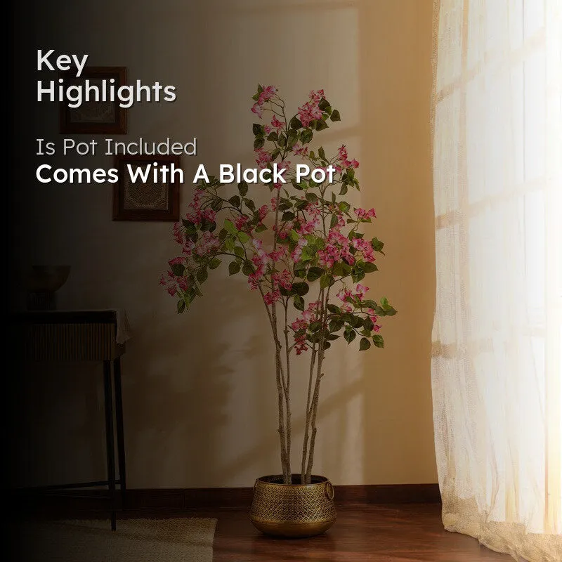 Artificial Bougainvillea Plant With Black Plastic Pot - 5 ft media 2