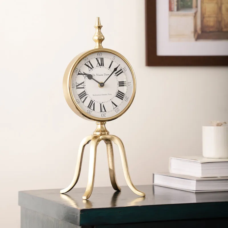 Nora Antique Aluminum Table Clock - Gold media 1