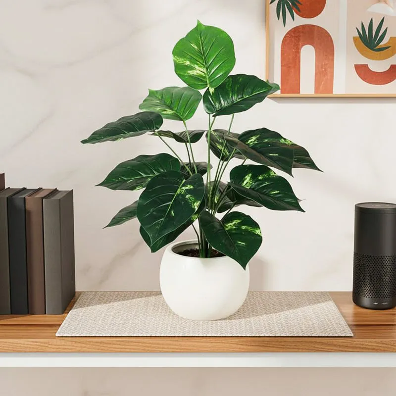 Faux Lush Pothos Plant With Black Plastic Pot - 2.3 Feet media 1
