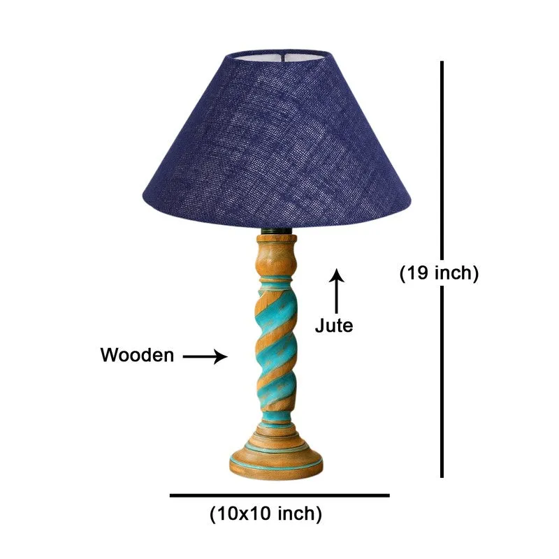 Elara Lumo Wooden Table Lamp - Blue media 8