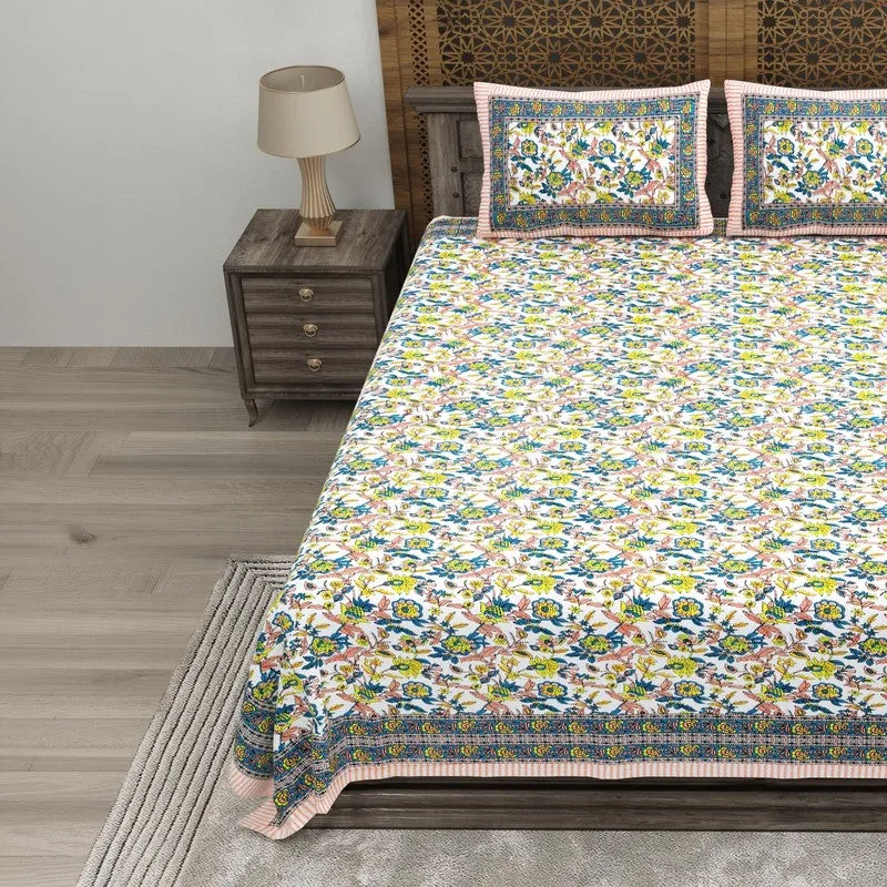 Styleza Cotton Bedsheet (Yellow,Grey) - 240 TC media 3