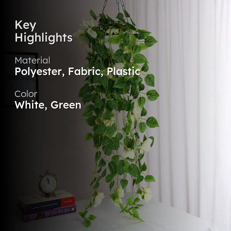 Peternia Artificial Hanging Bougainvillaea Plant - White & Green media 2