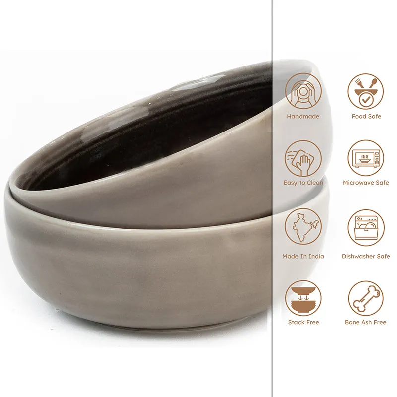 Caspian Porcelain Snack Bowl (Grey/850 mL) - Set Of Two media 4