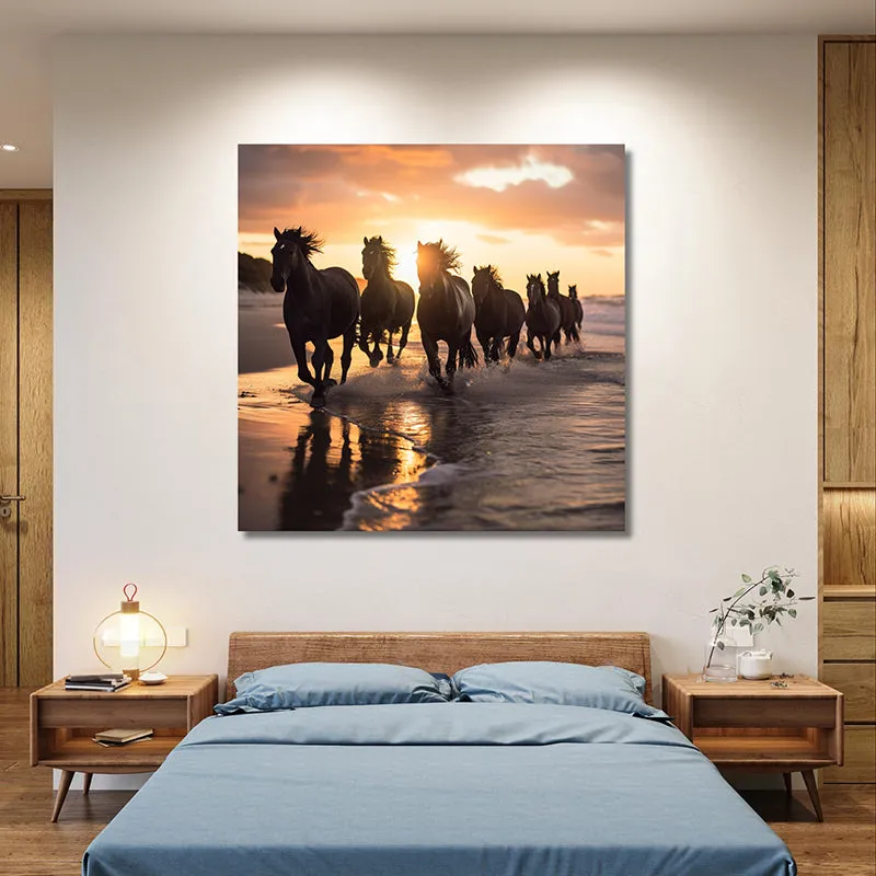 Stallions In Shadow Wall Painting media 4