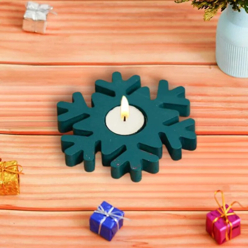 Flurry Of Light Carved Wood Tea Light Holder (Green) - Set Of Six media 3