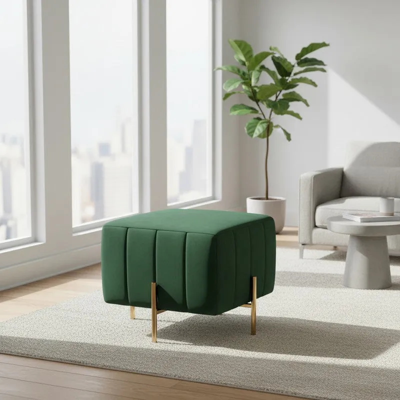 Zevion Softara Ottoman - Green & Gold media 1