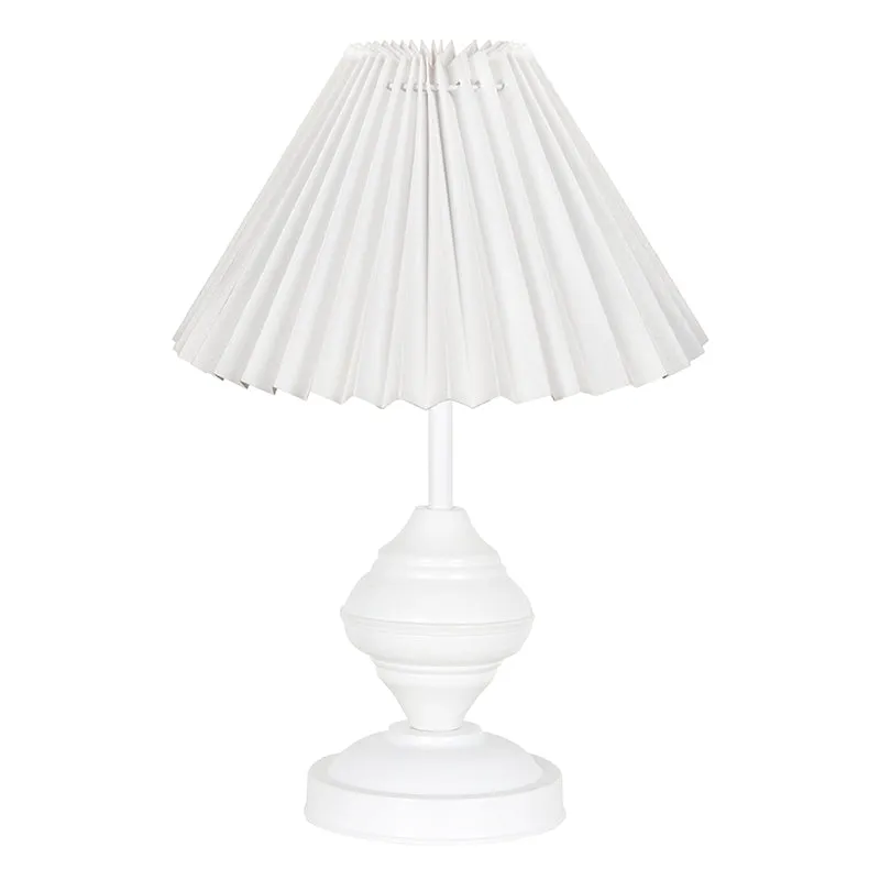 French Pleat Orbin Metal Table Lamp - White media 3