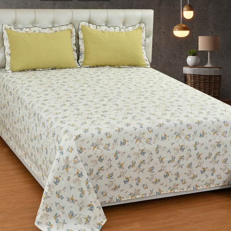 Golden Grove Frill Micro Fiber Bedsheet - 150 GSM