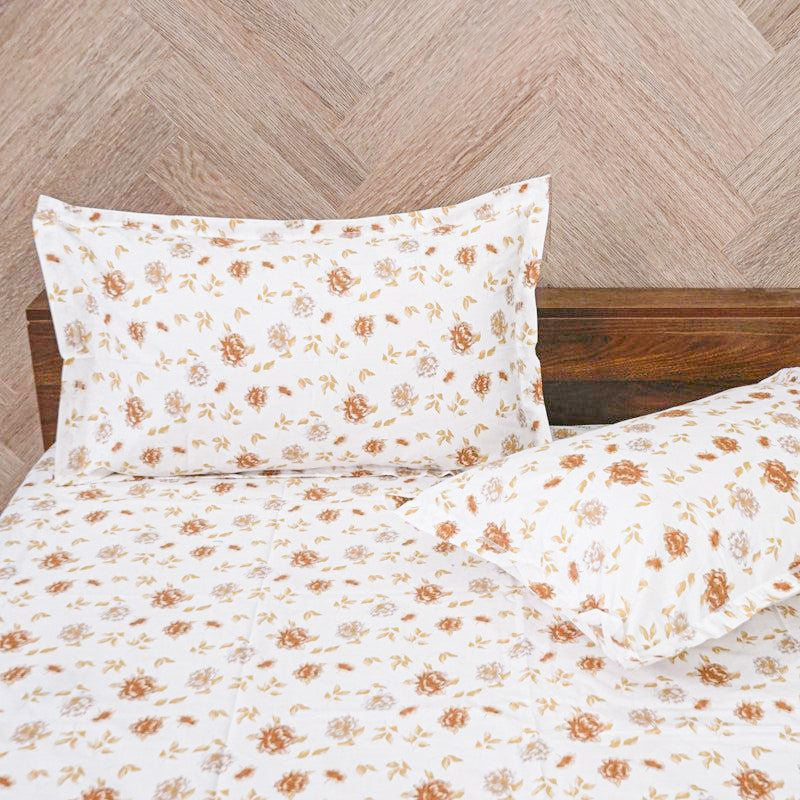 Mudra Floral Cotton Bedsheet (Brown) - 180 TC media 4
