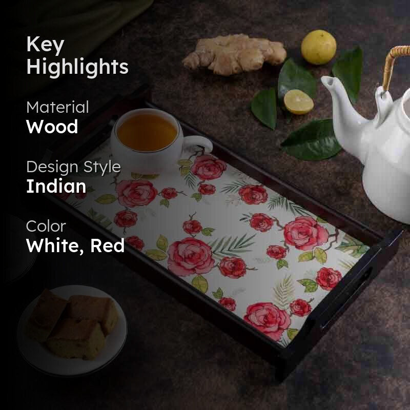 Misty Morning Roses Wooden Tray media 2