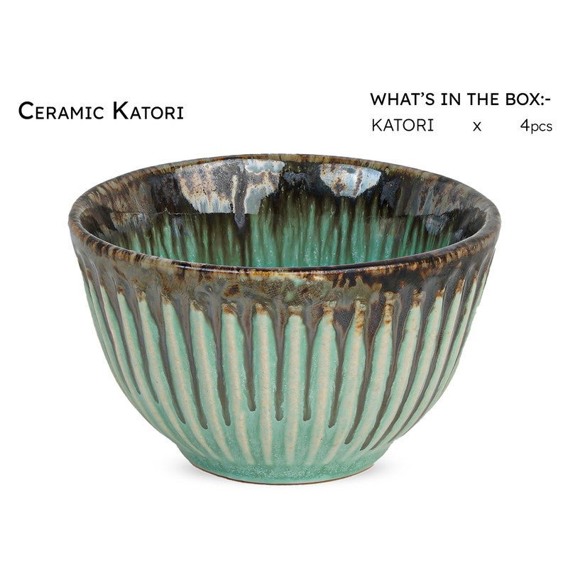 Mintora Green Ceramic Snack Bowls (180 mL) - Set Of Four media 5