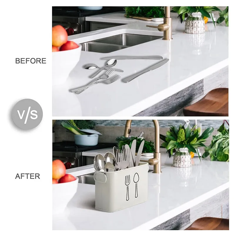 Fork & Order Metal Cutlery Holder - White media 5