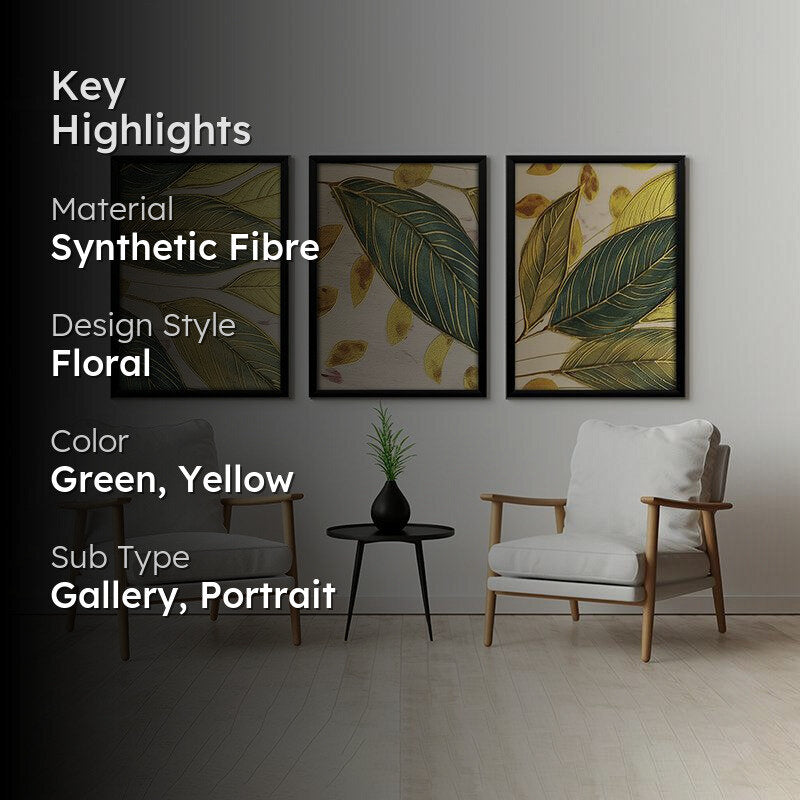 Amber Veins & Leaves Wall Art With Frame - Set Of Three media 2