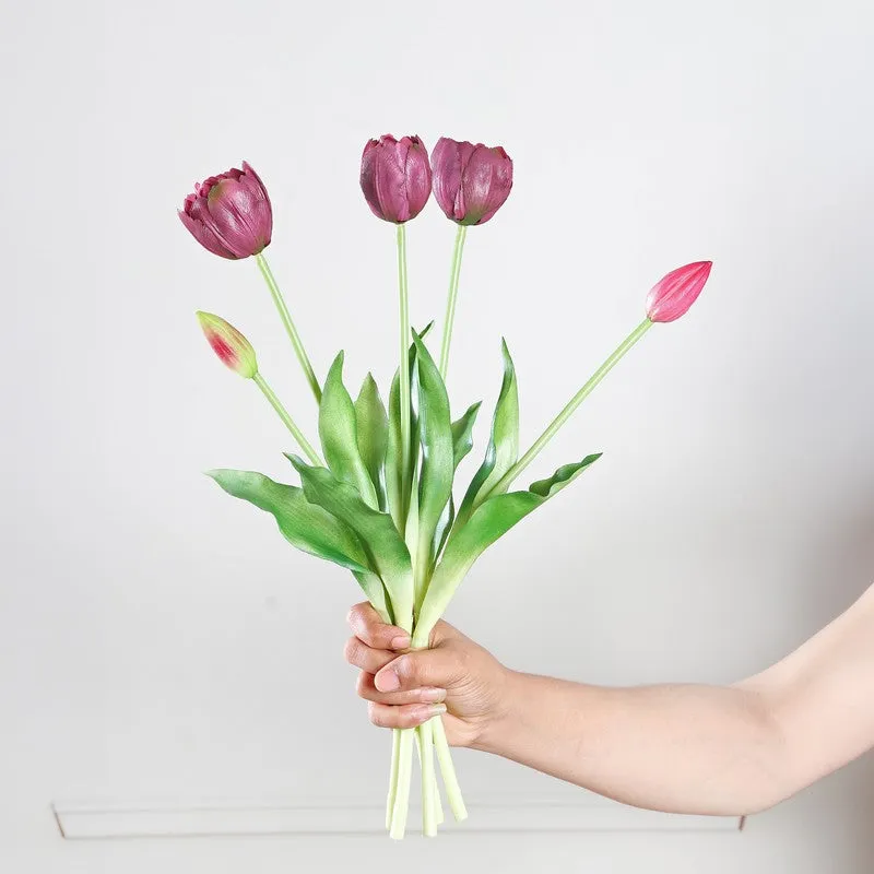 Tulip Artificial Flower Bunch - Maroon media 5