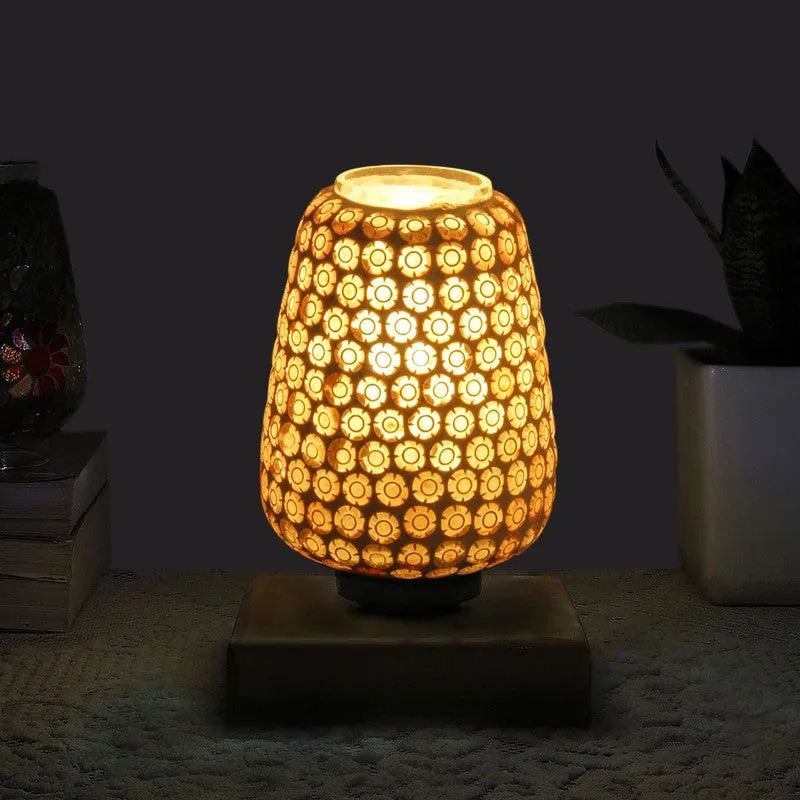 Grazia Glass Table Lamp With Wooden Base - Multicolor media 1