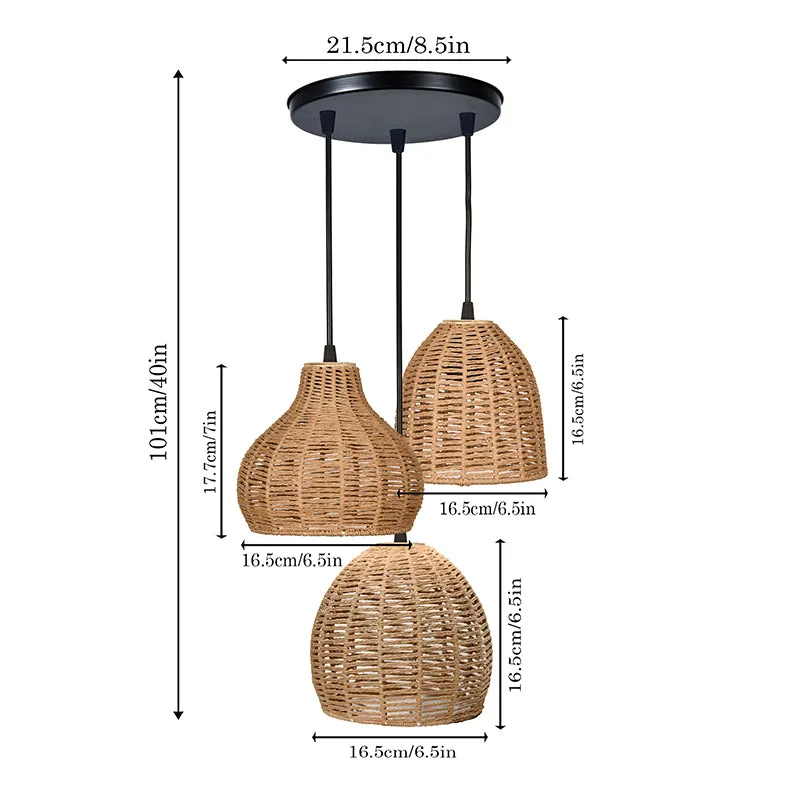Wickra Rattan Cluster Raffia Ceiling Lamp media 6