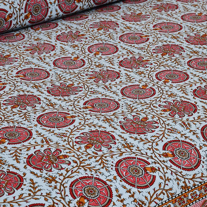 Ayati Ethnic Cotton Bedsheet (Red) - 160 TC media 5