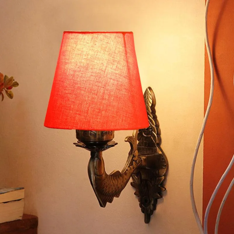 Ziada Stiva Conical Fabric & Metal Wall Lamp - Orange media 1
