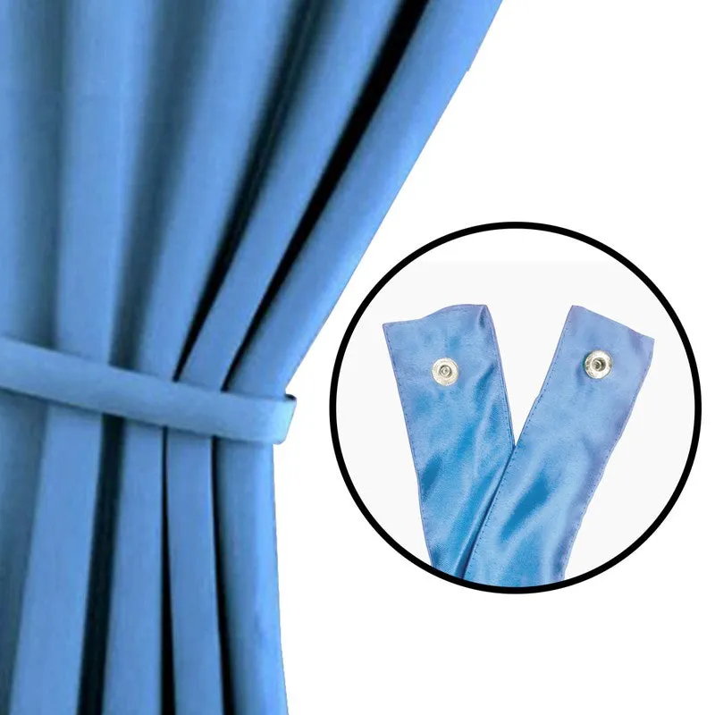 Aurelin Solid Curtains (Blue) - Set Of Two media 5
