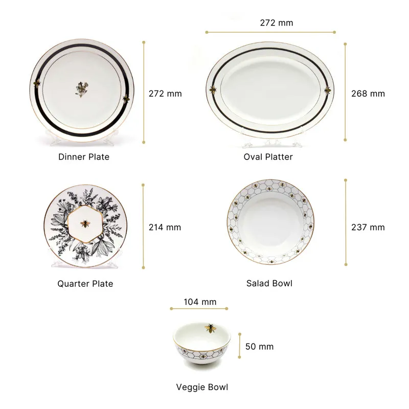 Gilded Bee 24k Gold Brushed Porcelain Dinner Set - 21 Piece Set media 17