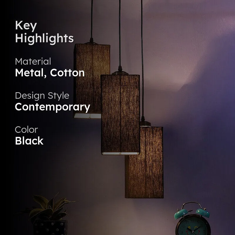 Warm Ivory Triple Metal Ceiling Lamp - Black media 2