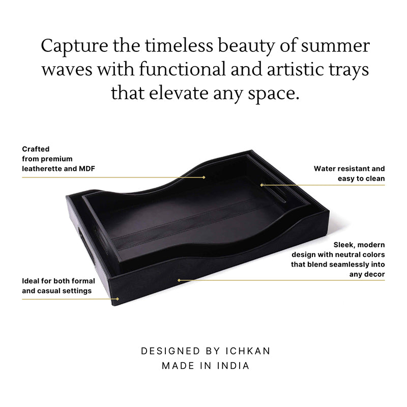 Veltrix Faux Leather Serving Tray - Black media 7