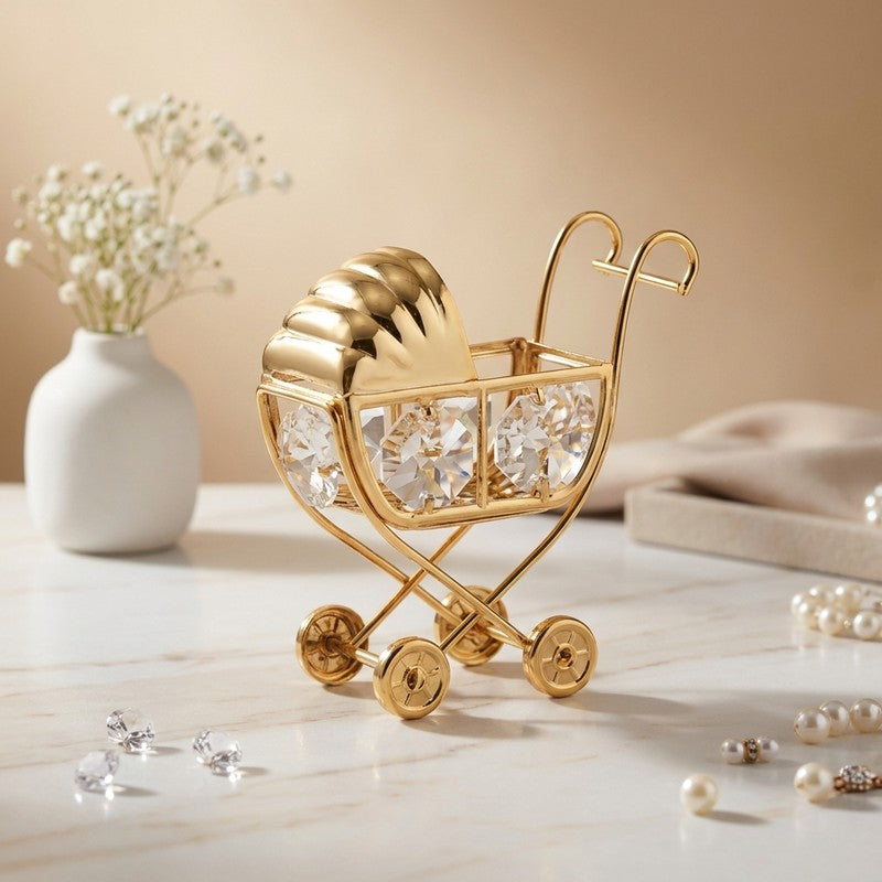 Golden Luxe Trolly 24K Gold Plated Mild Steel Showpiece