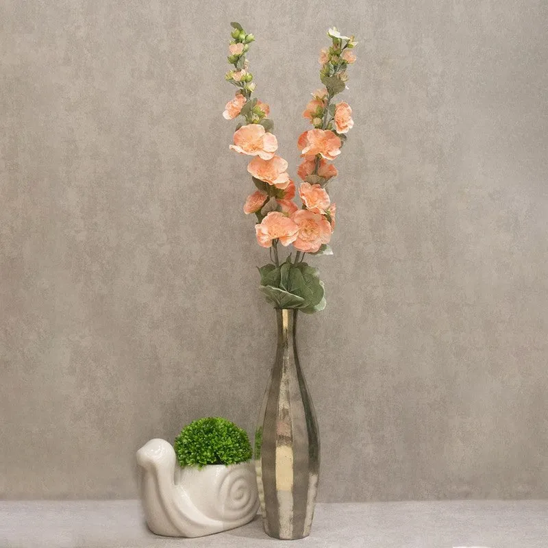 Fresh-Style Artificial Holyhocks Flower Stick (Peach) - Set of Two media 1