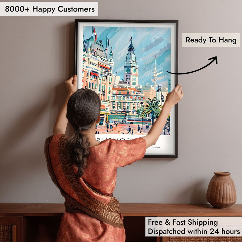 Vintage Buenos Aires Framed Canvas Wall Painting media 6
