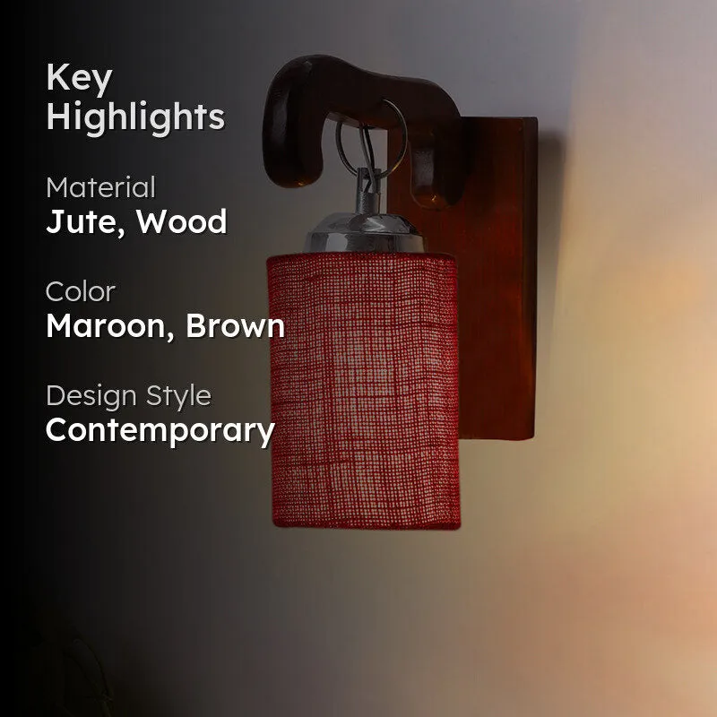 Klarion Jute & Wooden Wall Lamp - Maroon media 2