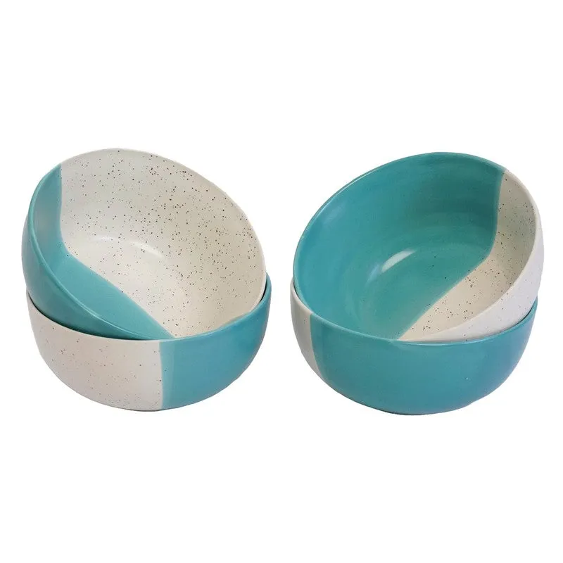 RasoiBite Ceramic Snack Bowls (White,Blue, 200 mL Each) - Set Of Four media 4