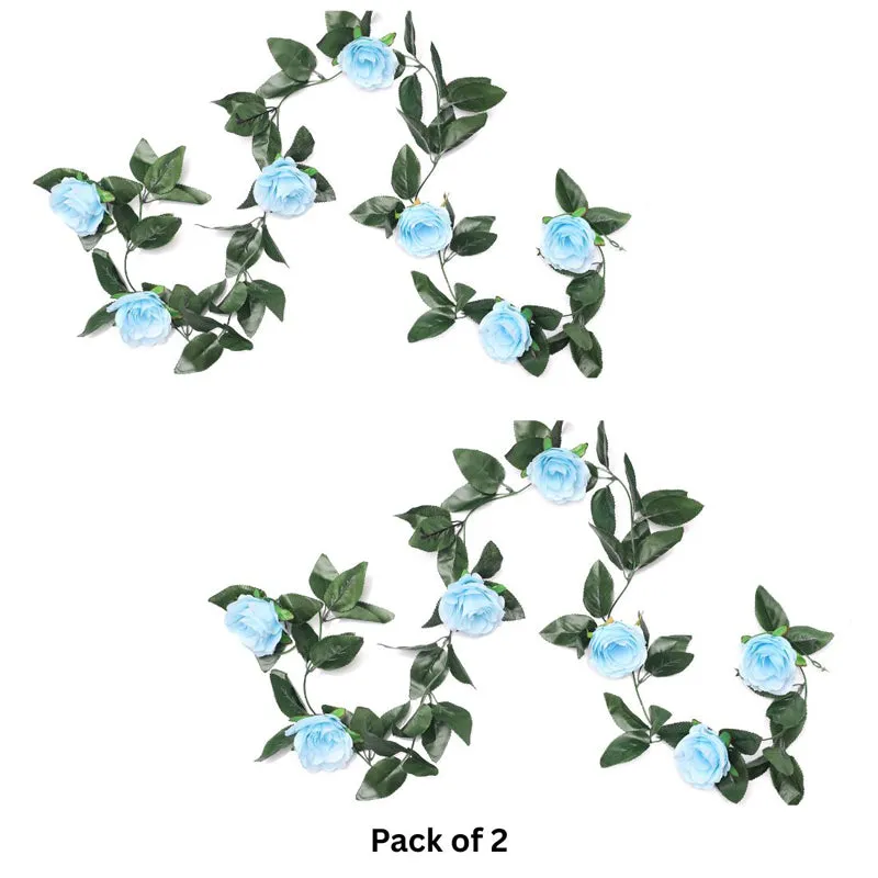 Fiora Artificial Rose Creeper (Blue)  Set of Two media 4