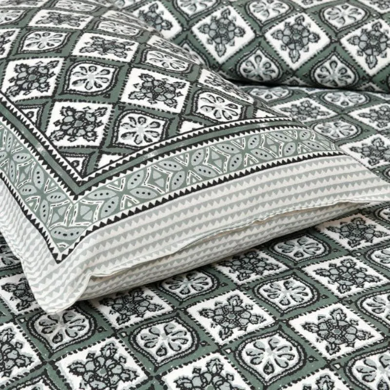 Cultural Kaleidoscope Cotton Bedsheet (Grey) - 120 TC media 3