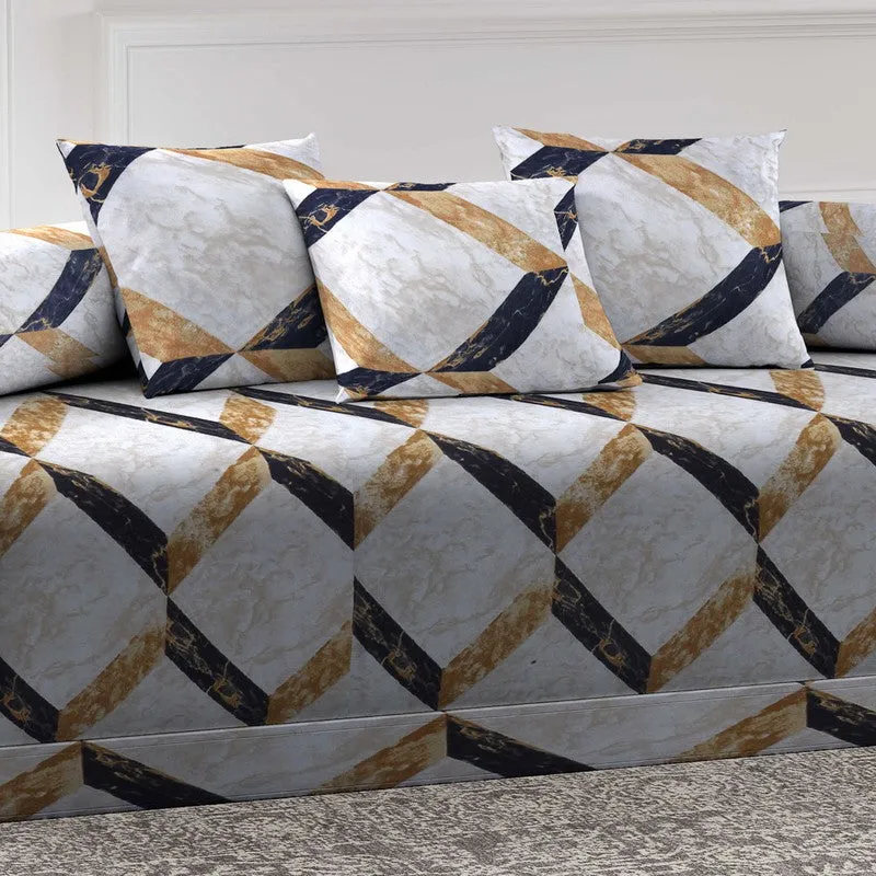 Gridon Printed Diwan Set - Six Piece Set media 4