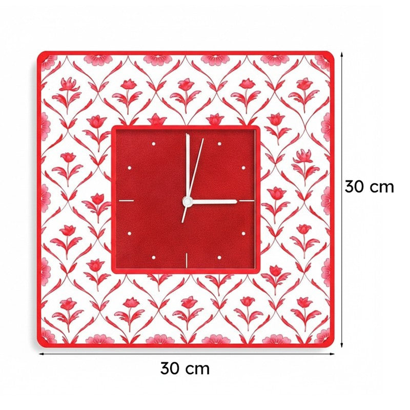 Ethnic Rosa Handpainted Wall Clock -  Red media 8