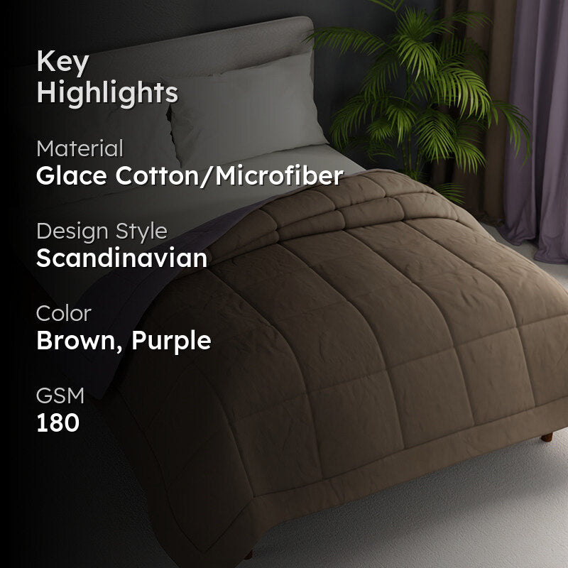 Herbert Reversible Solid Comforter (Brown) - 120 GSM media 2