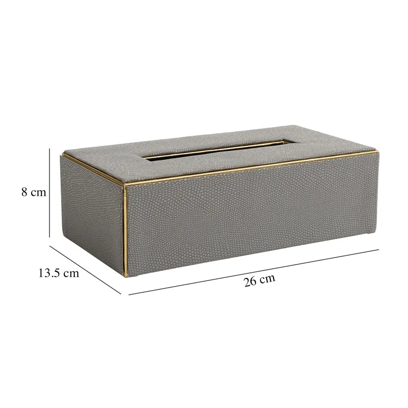 Meho Leather Tissue Box - Grey media 5